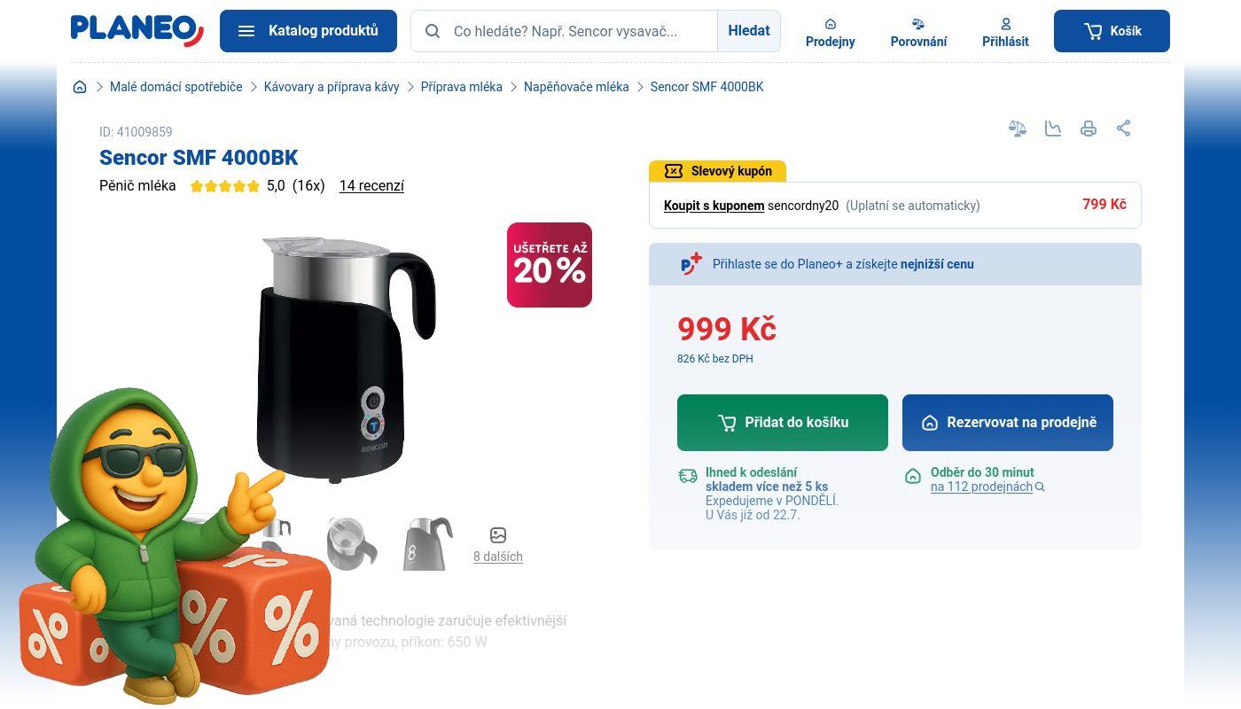Planeo.cz - Napěňovač mléka Sencor SMF 4000BK