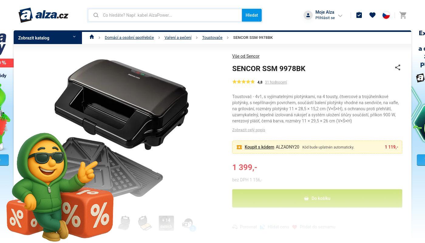 Alza.cz - Toustovač Sencor SSM 9978BK